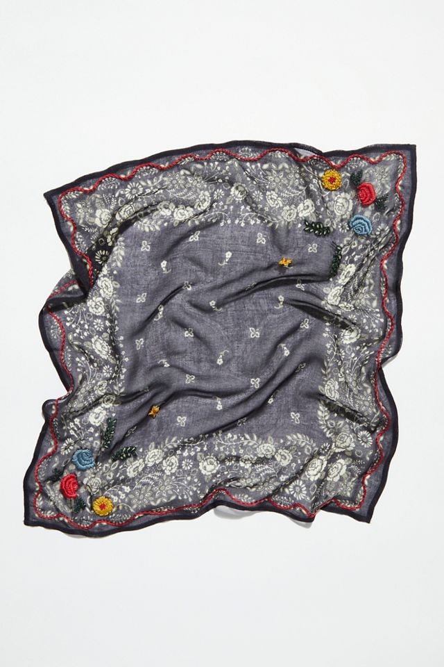 Floral Embroidered Bandana #1