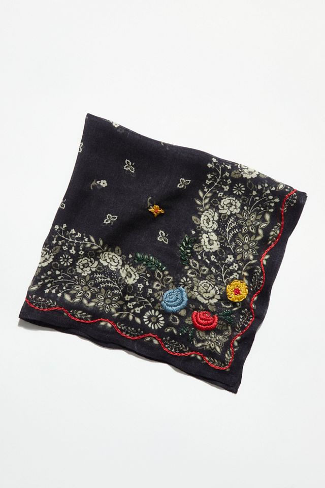 Floral Embroidered Bandana #2