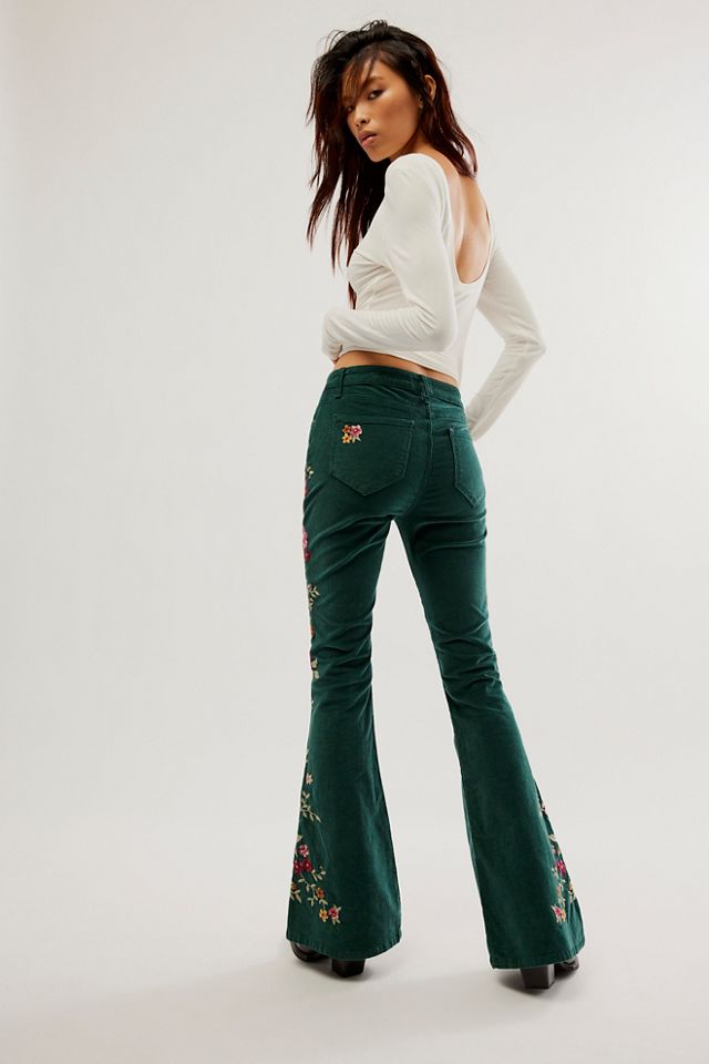 Driftwood Farrah Embroidered Cord Flare Jeans #1