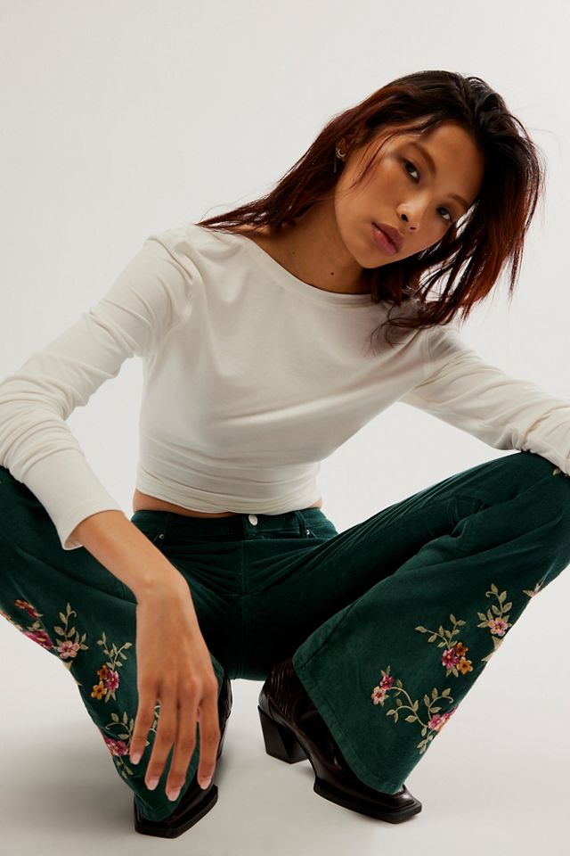 Driftwood Farrah Embroidered Cord Flare Jeans #2