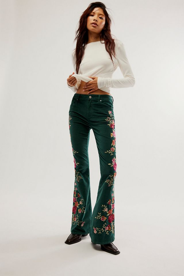 Driftwood Farrah Embroidered Cord Flare Jeans #3