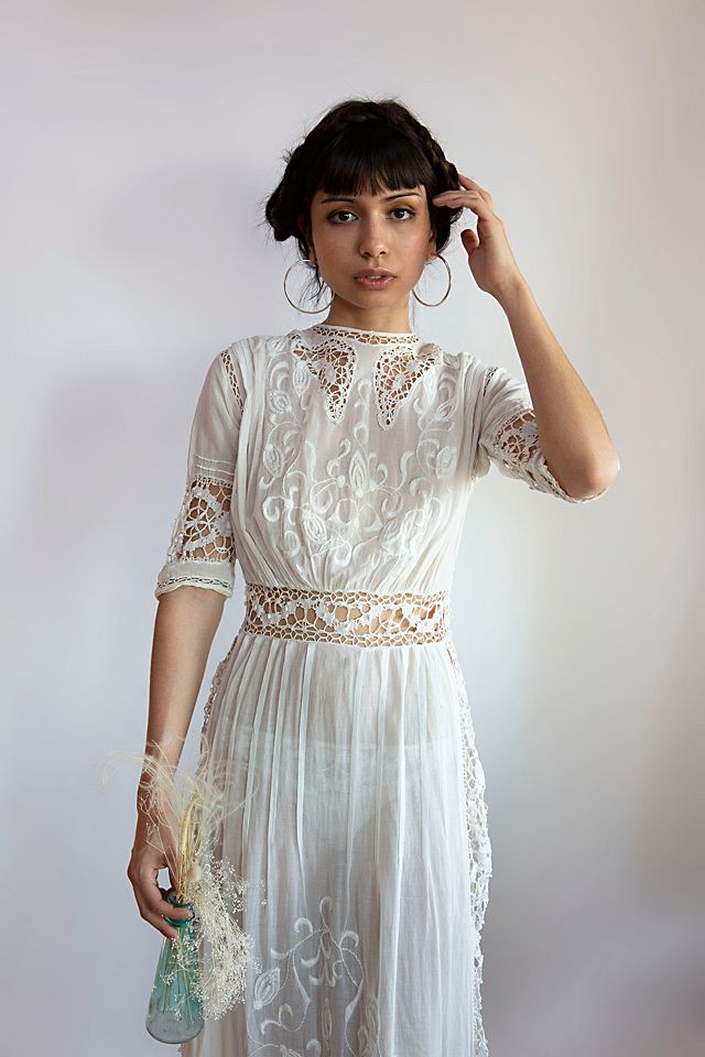 Victorian Hand-Embroidered Sheer Lace Dress Selected by Ally Bird ...