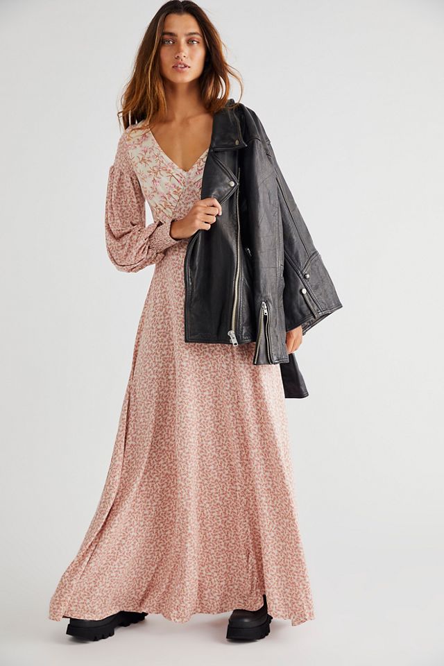 Free People Love Story floral print maxi dress in pink and ivory