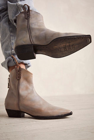 FREE PEOPLE $300.00 Grey Leather Distressed Rocker Style Boots