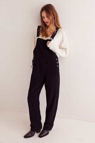 We The Free Ziggy Cord Overalls At Free People In Black, Size: XS