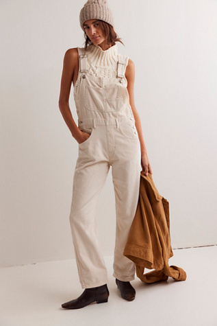 We The Free Ziggy Cord Overalls At Free People In Ecru, Size: XS