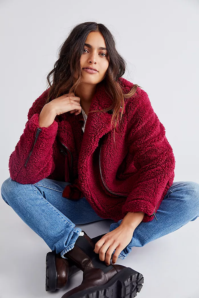 So Cozy Slouchy Moto by Free People, available on freepeople.com for $100 Kaia Gerber Outerwear SIMILAR PRODUCT