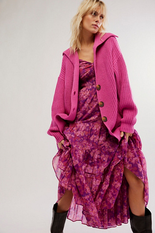 Swim Too Deep Cardi at Free People in Fuschia Flame, Size: Small