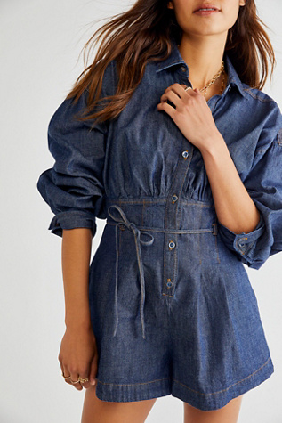 free people denim romper