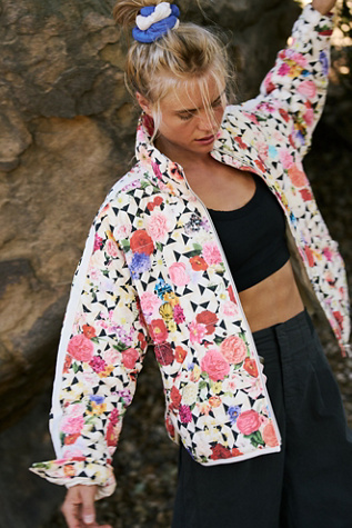 Pippa Printed Packable Puffer Jacket by FP Movement at Free People, Trippy Floral Mystic Combo, M