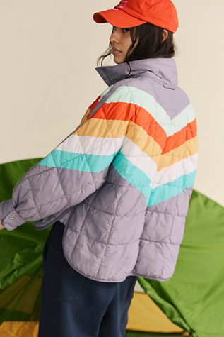 Pippa Printed Packable Puffer Jacket by FP Movement at Free People, Steel Peach Combo, S