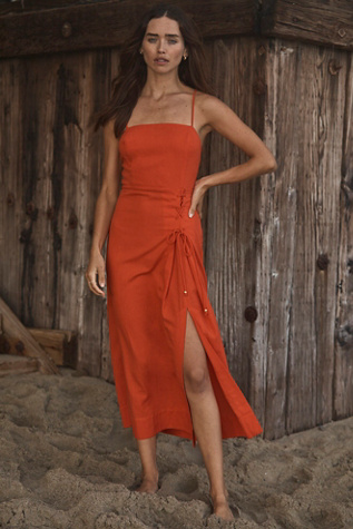 francilla cotton midi dress Farlow Cotton Faille Midi Dress  SIMKHAI
