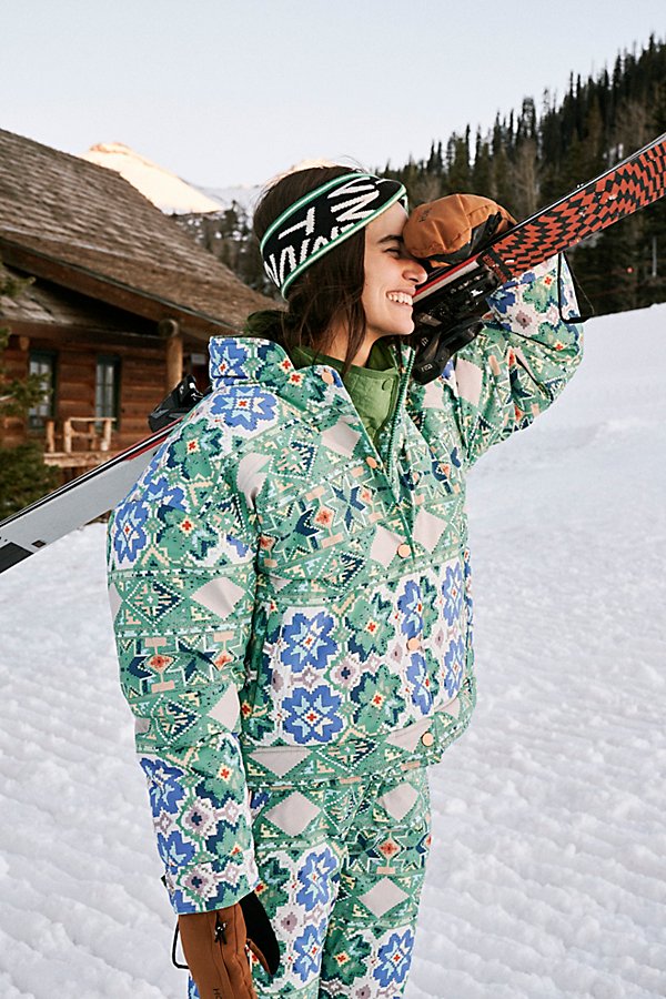 Bunny Slope Printed Puffer by FP Movement at Free People, Green Print, XS
