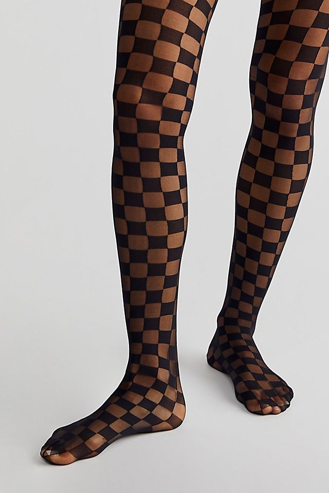 Encore Checkered Tights Free People