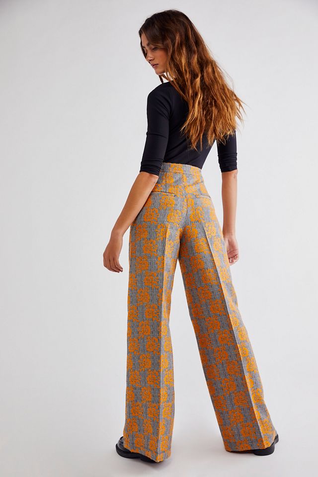 FREE PEOPLE women pants OB1634939 D948 yellow wide leg cotton sz 6 $128