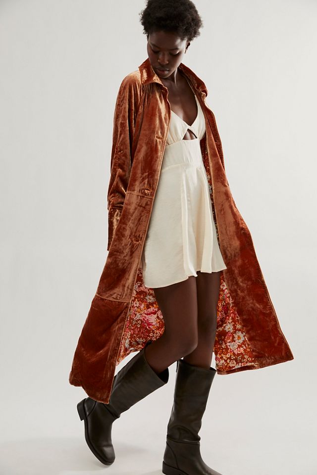 Velvet duster coat uk sale