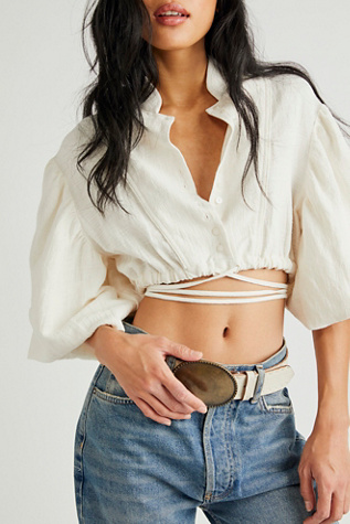 Duke Concho Belt by FP Collection at Free People in Distressed White, Size: XS/S