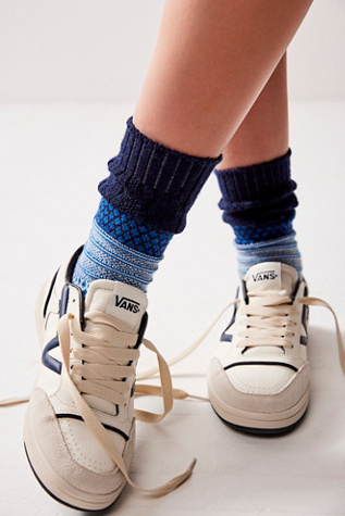 Smartwool Popcorn Cable Crew Socks At Free People In Deep Navy, Size: Large