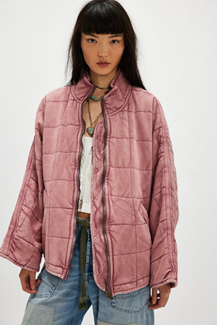 Dolman Quilted Knit Jacket at Free People in Nostalgia Rose, Size: Medium