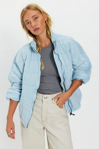 Dolman Quilted Knit Jacket by Free People in Blue, Size: L