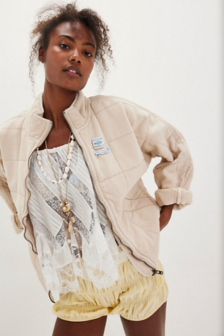 Dolman Quilted Knit Jacket by Free People in White, Size: L