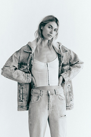 free people white denim jacket