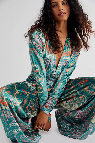 Maxi-flower velvet jumpsuit - Woman