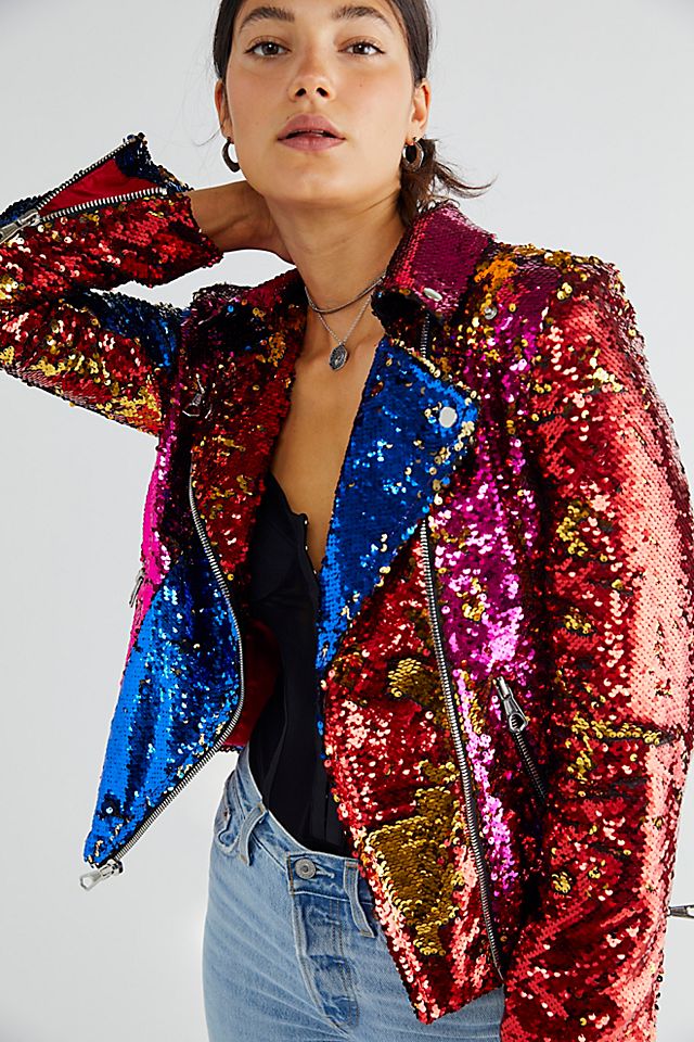 Any Old Iron Switch Sequin Moto Jacket | Free People
