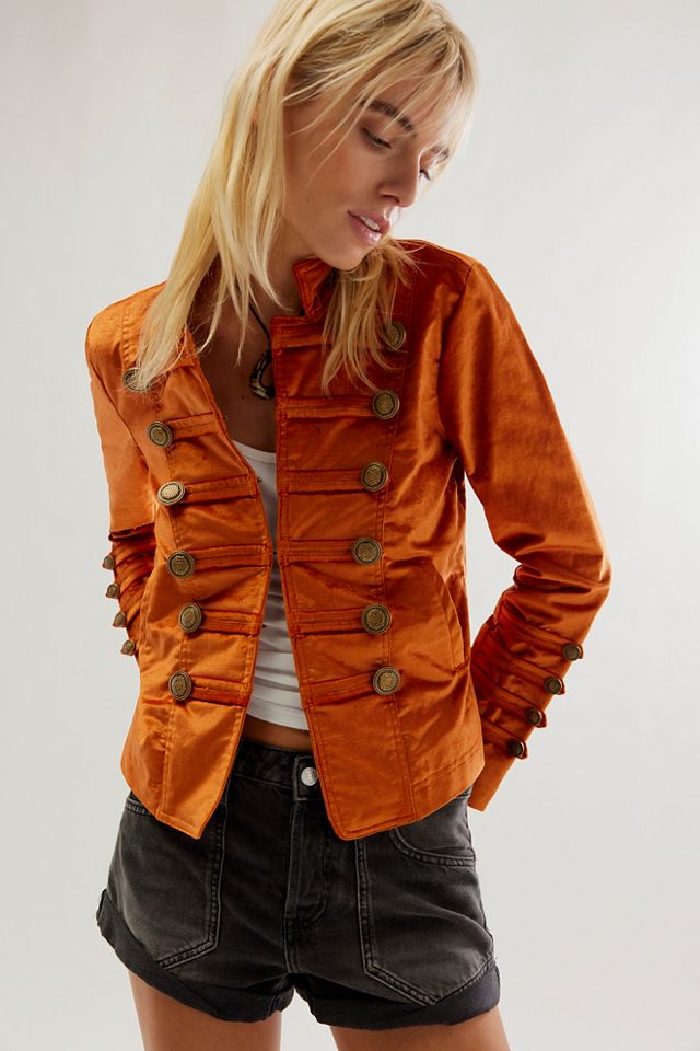 Velvet Military Jacket by Free People in Tan, Size: L