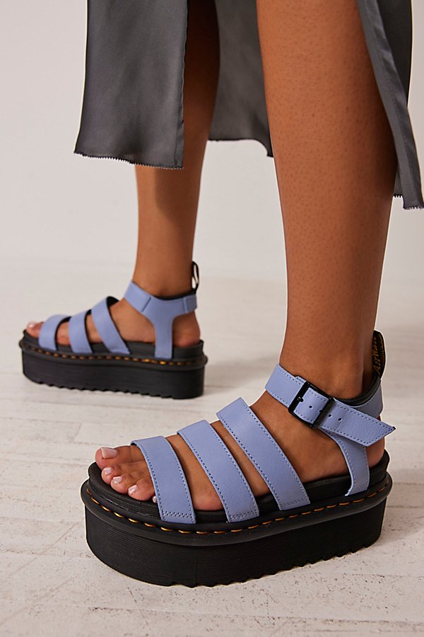 Dr. Martens Women's Blaire Pisa Leather Platform Strap Sandals In Zen Blue