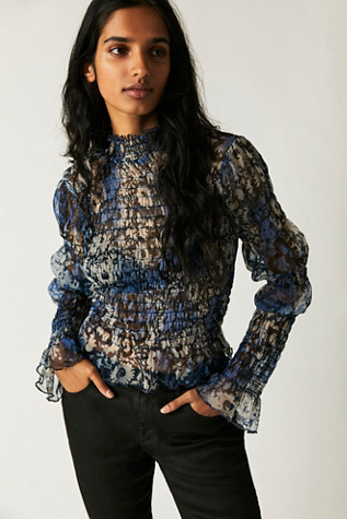 Free People Hello There Top In Blue Combo