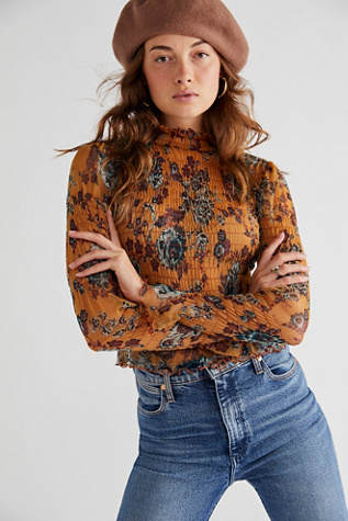 Free People Hello There Top In Faded Gold Combo