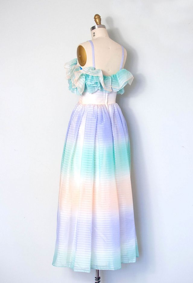 Vintage 1970s Pastel Ombre Maxi Dress Selected by SwaneeGRACE #2