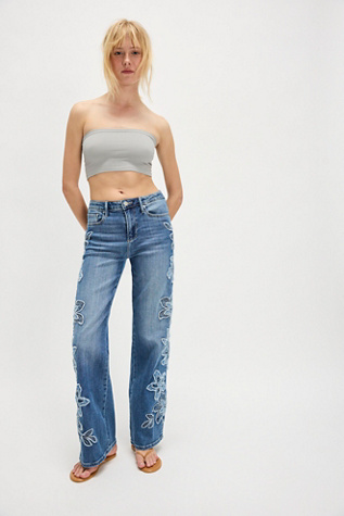 Driftwood Charlee Wide-Leg Jeans at Free People in Medium Wash, Size: 28