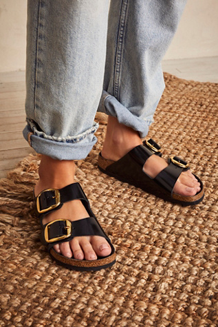 Birkenstock Arizona Big Buckle High Shine Sandals at Free People in Black, Size: EU 38