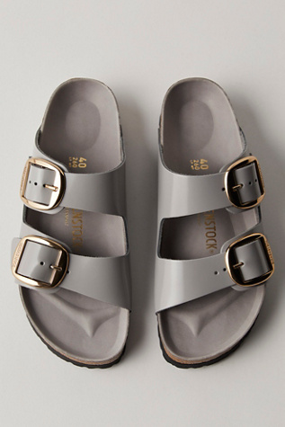 Birkenstock Arizona Big Buckle High Shine Sandals at Free People in Grey, Size: EU 41