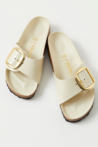 Birkenstock Madrid Big Buckle High Shine Sandals at Free People in White, Size: EU 38