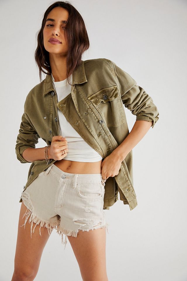 Embroidered Military Shirt Jacket #1