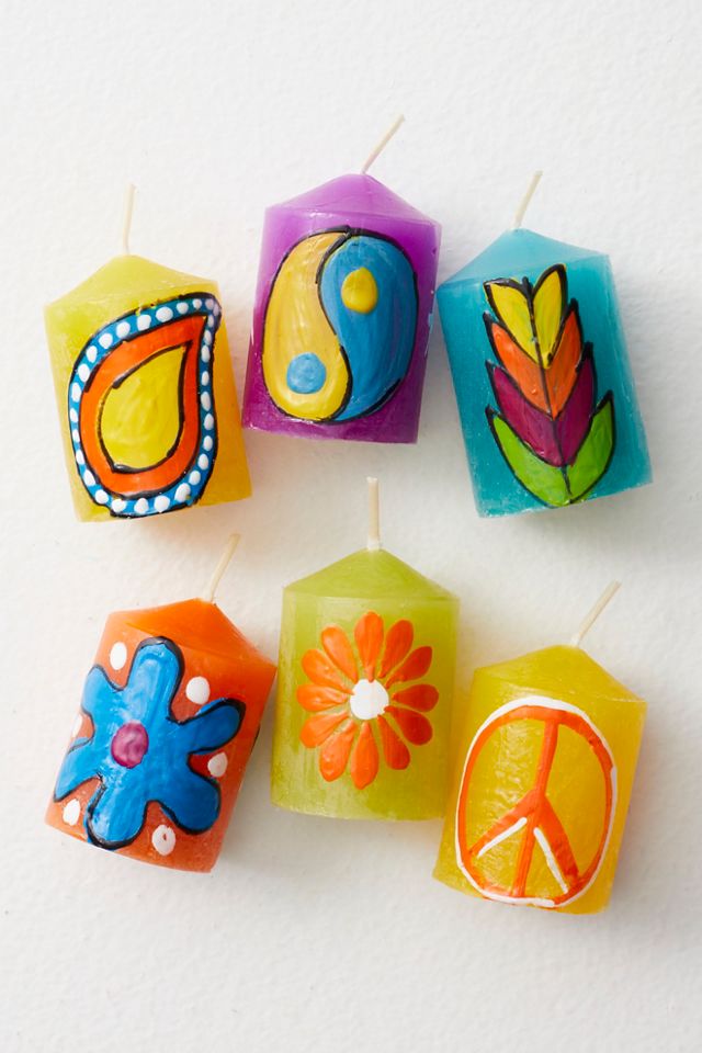 Hippie Painted Votive Set