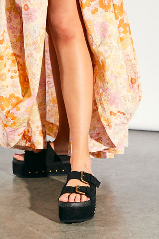 Rule Breaker Flatform Sandals by Intentionally Blank at Free People in Black, Size: EU 39