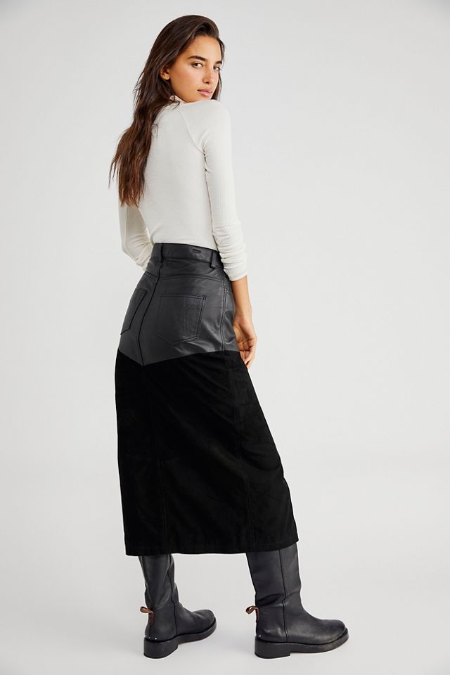 Understated Leather Suede Mix Maxi Skirt #1