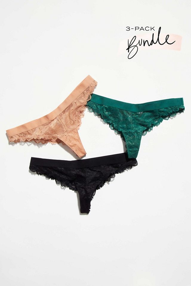 3-Pack of All Lace Thong Panties