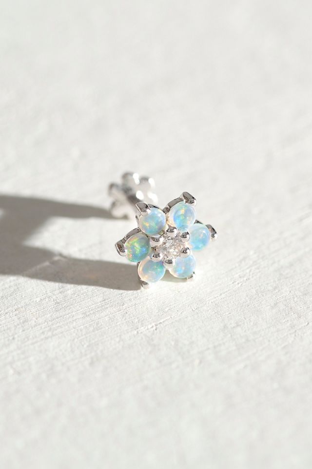 Maria Tash 6.5mm Opal & Diamond Flower Threaded Stud #1