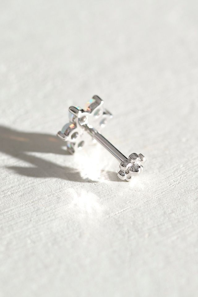 Maria Tash 6.5mm Opal & Diamond Flower Threaded Stud #2