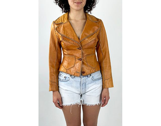 Vintage 1970's Whipstich Carmel Brown Leather Jacket Selected by