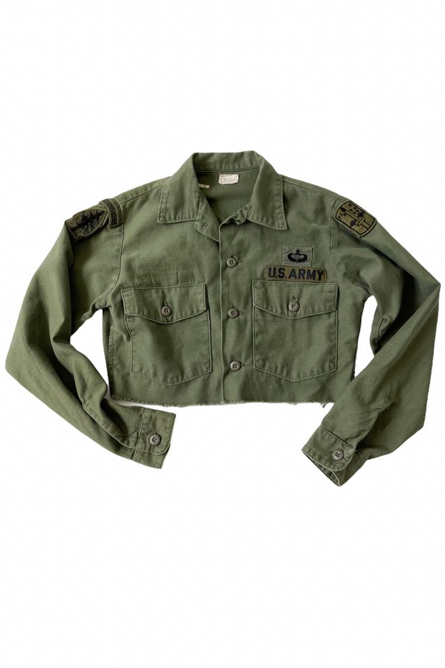 Vintage 1970s Cropped Military Jacket Selected by Raleigh Vintage Free People