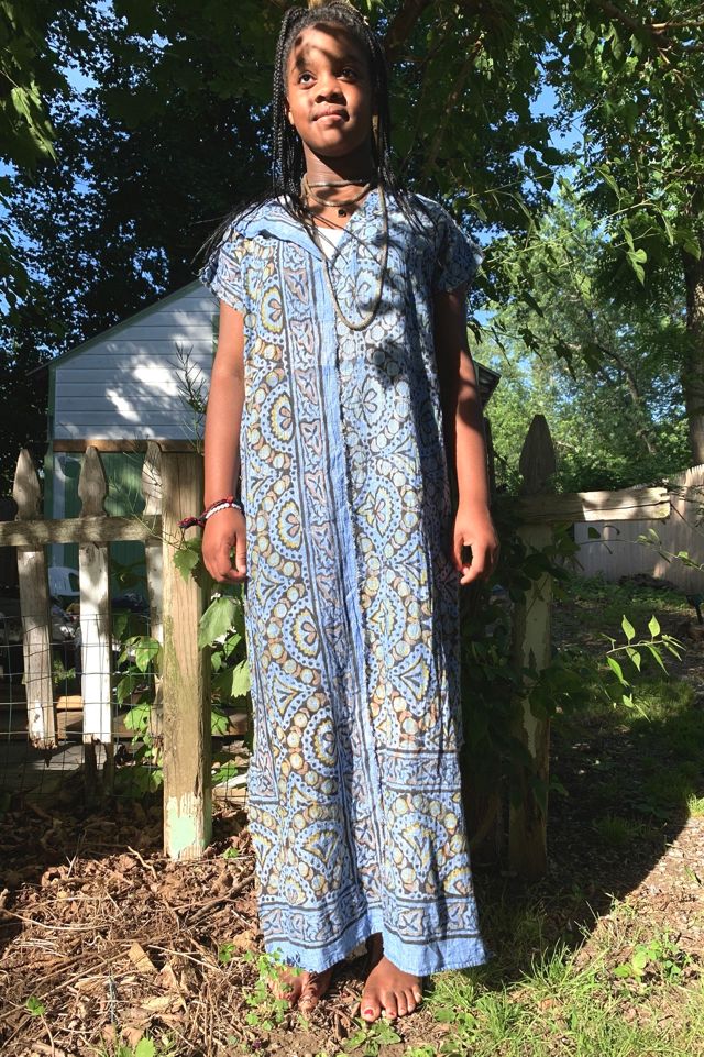 Vintage Hand Embroidered Navy Maxi Dress Selected by Anna Corinna