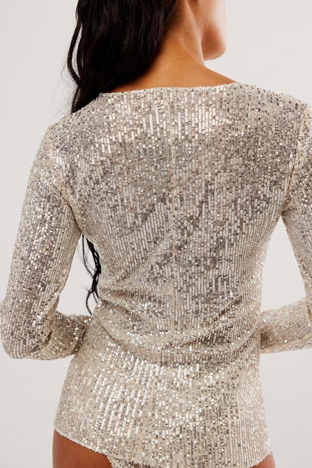 Zariah Gold Sequin Long Sleeve Shirt – Beginning Boutique US