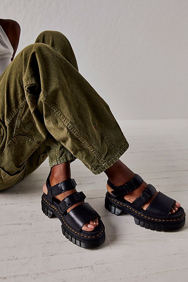 Ricki Nappa Lux Leather 3-Strap Platform Sandals in Black | Dr Ricki Nappa Lux Leather 3-Strap Platform Sandals in Black | Dr