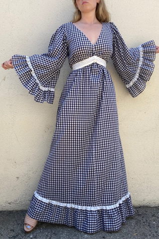 Vintage Gingham Maxi Dress Selected by The Curatorial Dept.